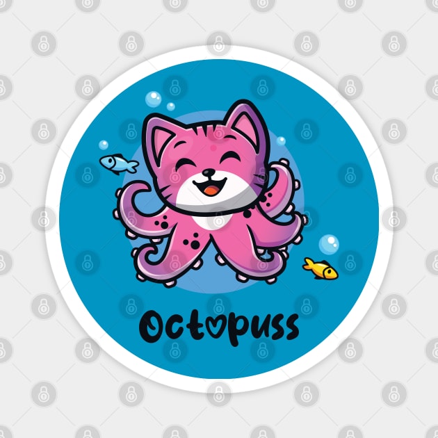 Octopuss funny octopus cat (on light colors) Magnet by Messy Nessie